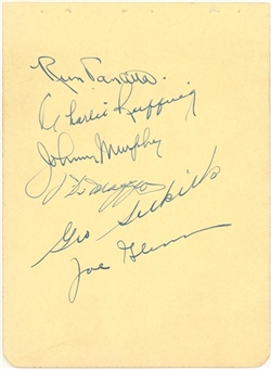 1935-1936 New York Yankees Multi Signed Album Page With 6 Signatures Including Joe DiMaggio & Red Ruffing (PSA/DNA)